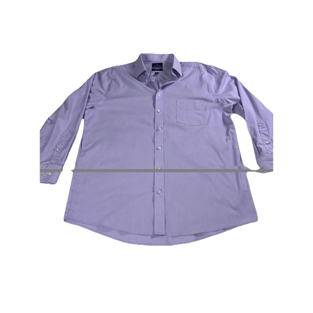 Stafford Smart Tech Men's Regular Fit Purple Button Up Shirt L‎ Stretch